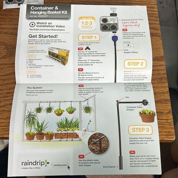 Raindrip Automatic Watering Kit for hanging baskets unused new in opened box - Picture 12 of 12